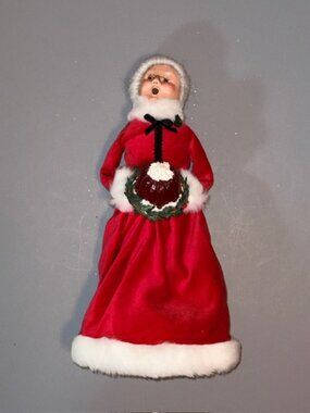 Vintage Byers Choice Carolers Christmas Figurine Jello Mold Red Velvet Mrs Claus